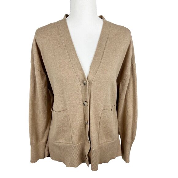 CAbi Sweaters - Cabi Sweater Women Small Camel Brown Button Up B-Side Cardigan Cotton Style 3711
